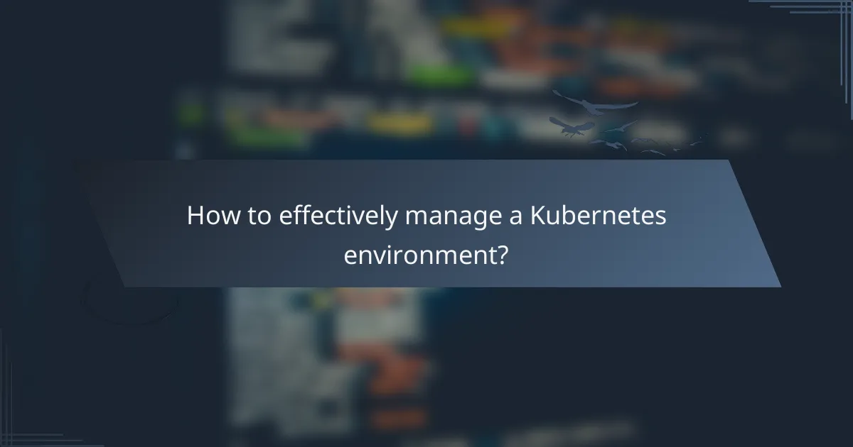 How to effectively manage a Kubernetes environment?